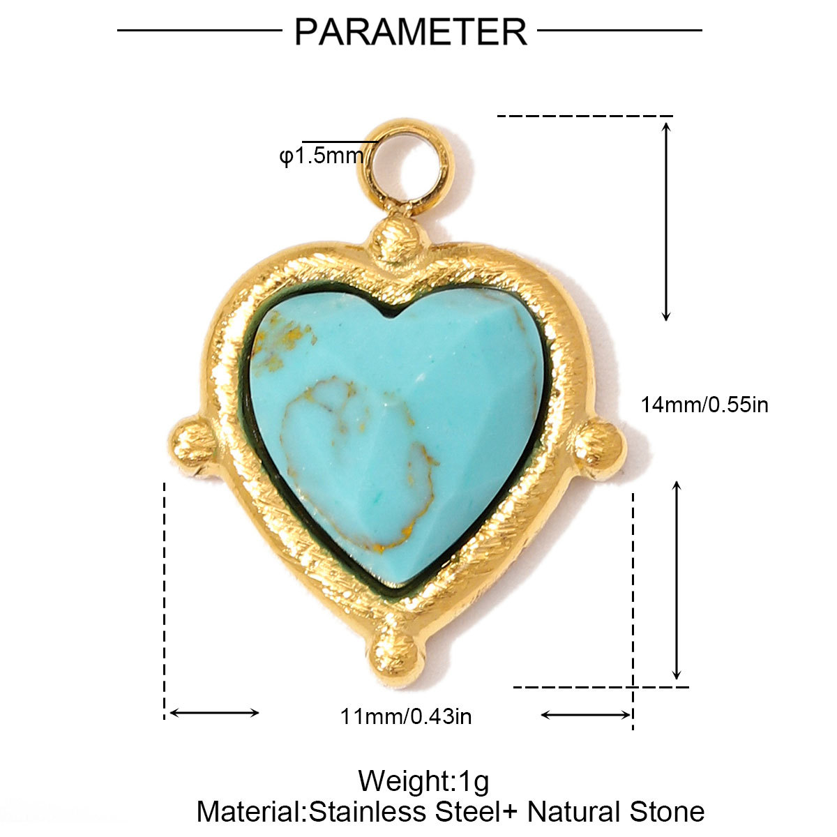 6pcs/Lot Stainless Steel Natural Stone Round DIY Charms Oval Heart African Jade Necklace Pendants Woman Rhodochrosite Jewelry