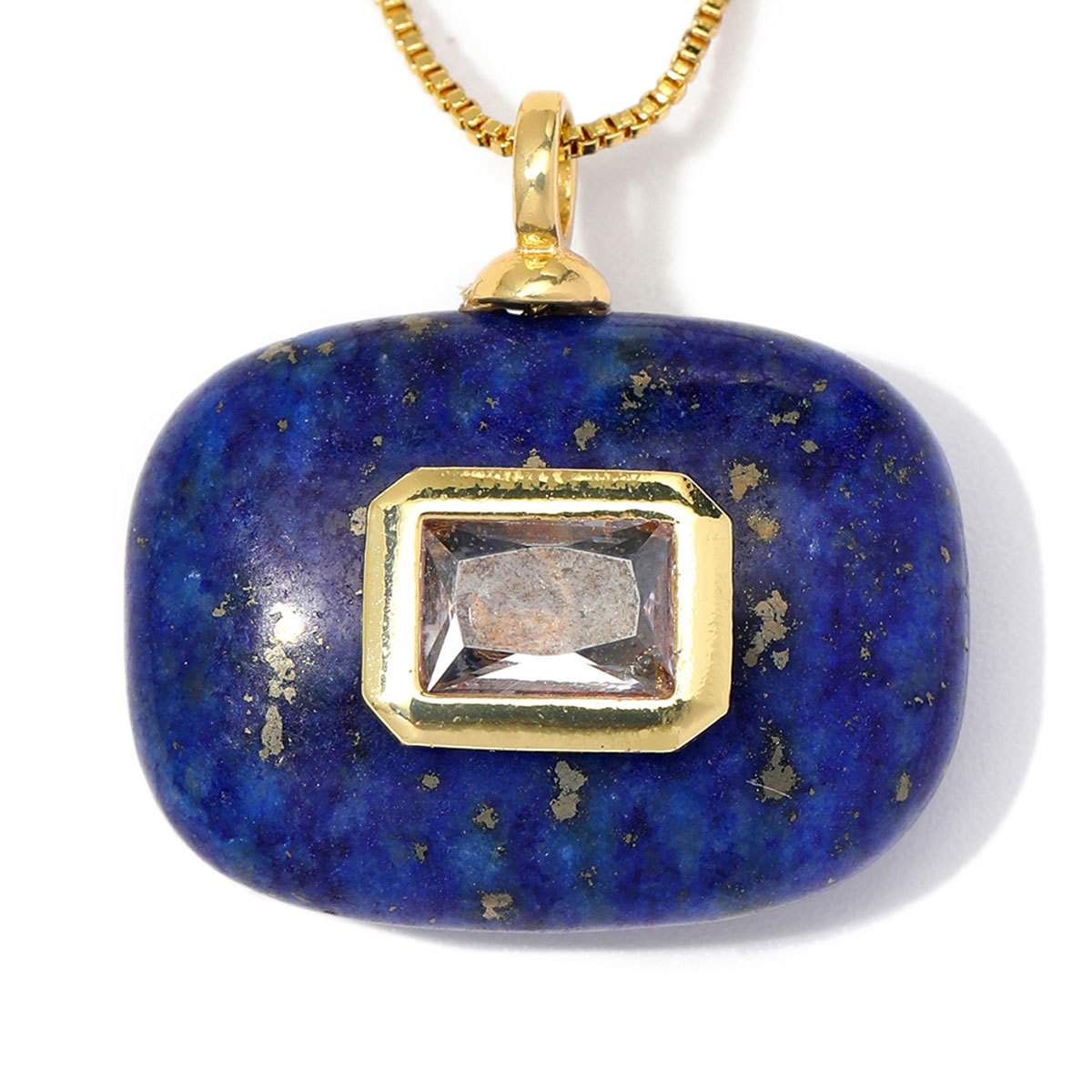 6pcs/Lot Natural Stone Copper White Jade Amethyst DIY Charms Zircon Square Diamond Shape Necklace Pendants Woman Jewelry