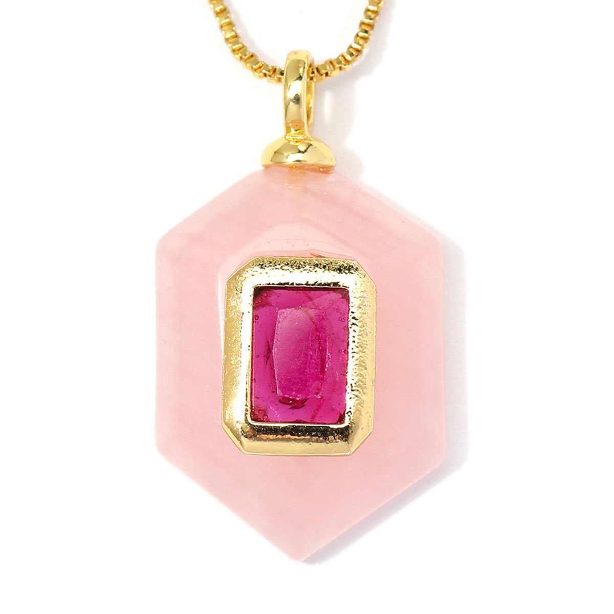 6pcs/Lot Natural Stone Copper White Jade Amethyst DIY Charms Zircon Square Diamond Shape Necklace Pendants Woman Jewelry