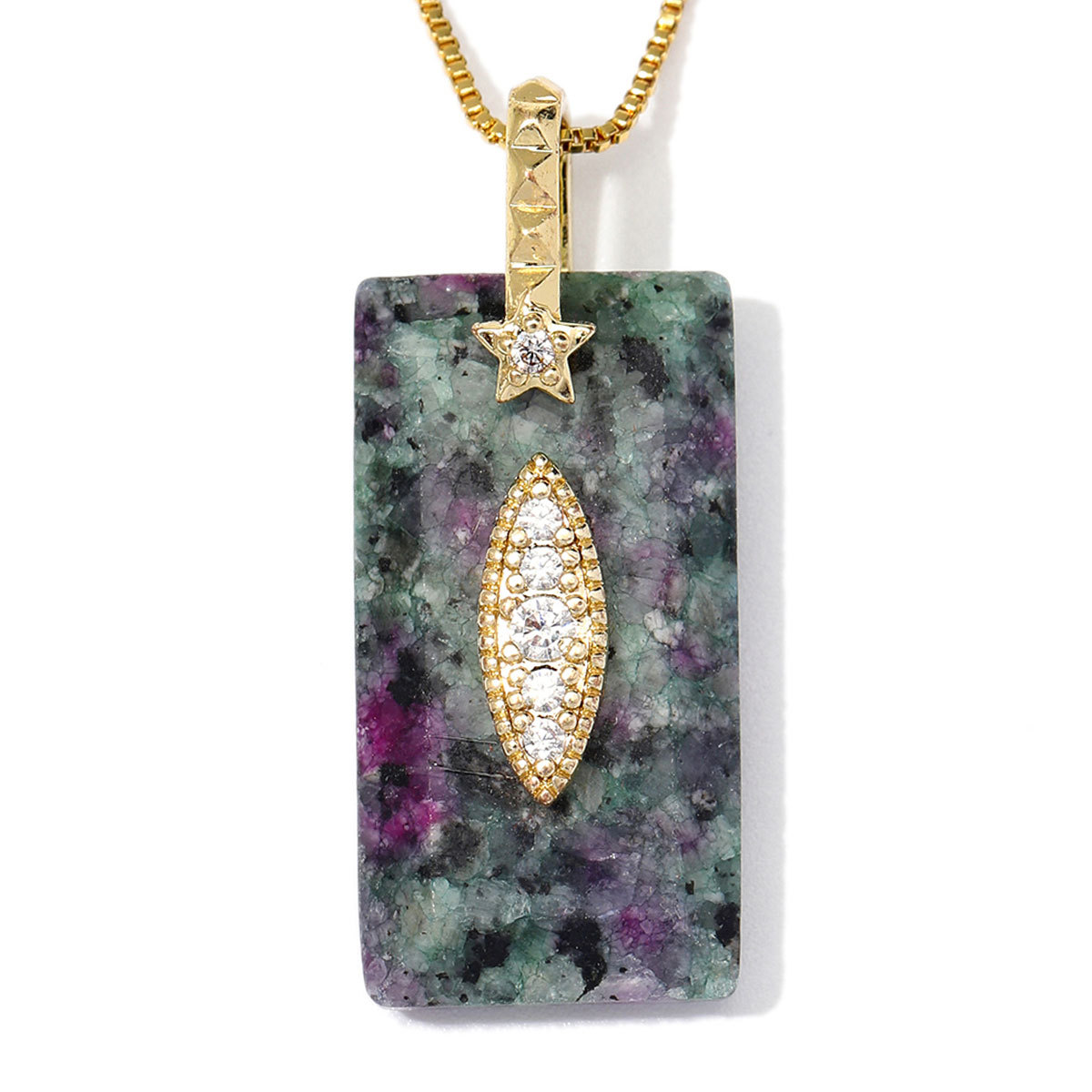 6pcs/Lot Fashion Copper Zircon Evil Eye Star DIY Charms Square Lapis Lazuli Necklace Pendants Woman Natural Stone Jewelry Wholesale