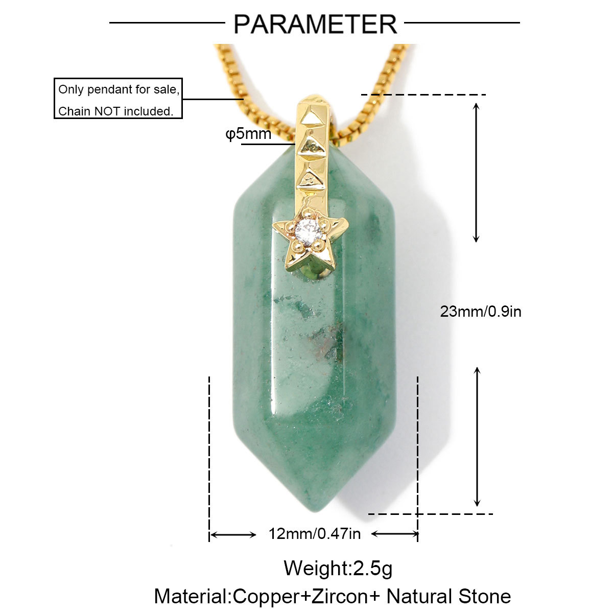 6pcs/Lot Natural Stone Copper Diamond Shape Black Agate DIY Charm Square Zircon Star Necklace Pendant Woman Jewelry Wholesale