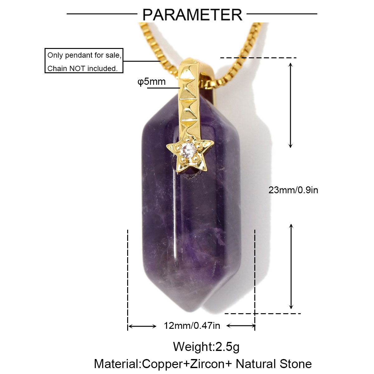 6pcs/Lot Natural Stone Copper Diamond Shape Black Agate DIY Charm Square Zircon Star Necklace Pendant Woman Jewelry Wholesale
