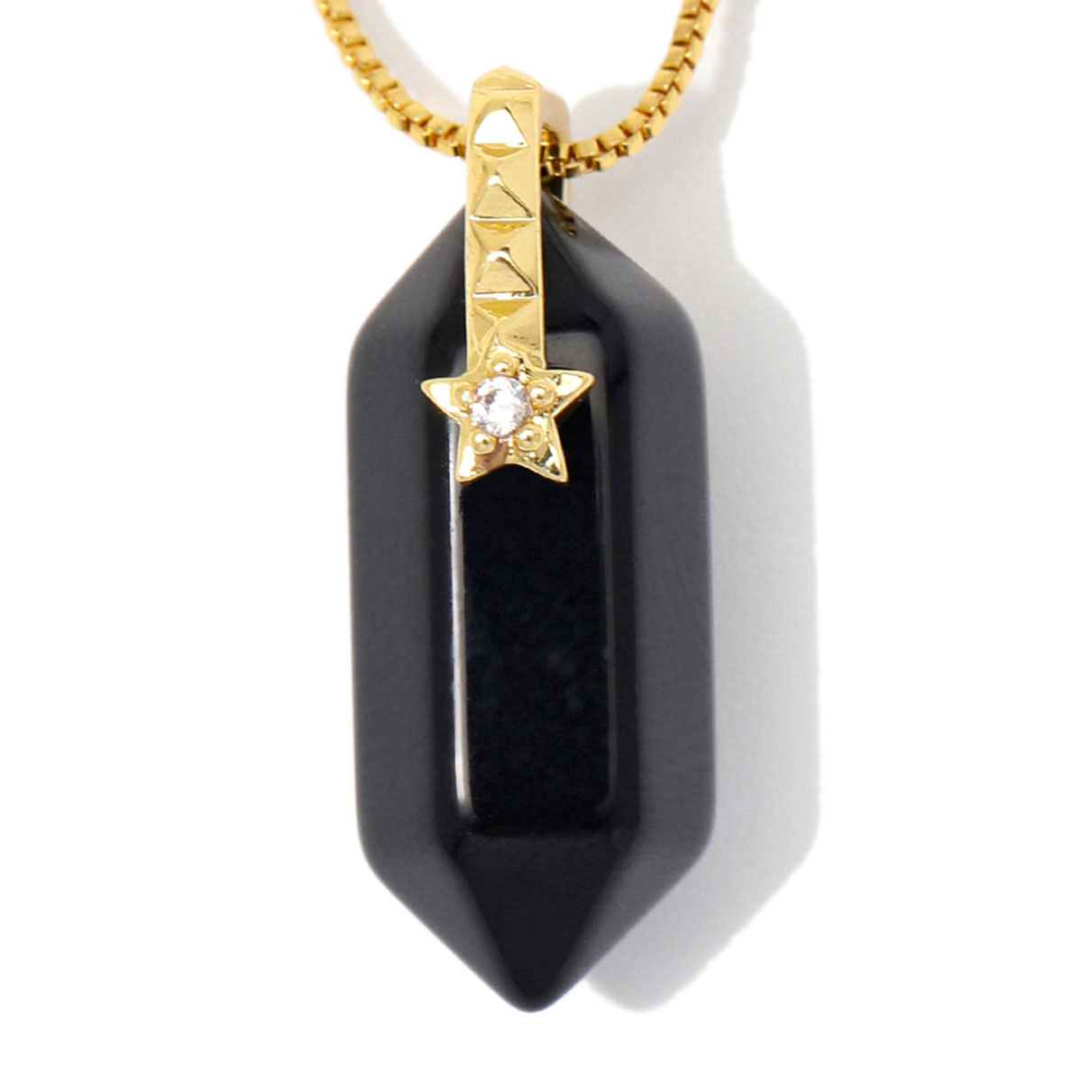 6pcs/Lot Natural Stone Copper Diamond Shape Black Agate DIY Charm Square Zircon Star Necklace Pendant Woman Jewelry Wholesale