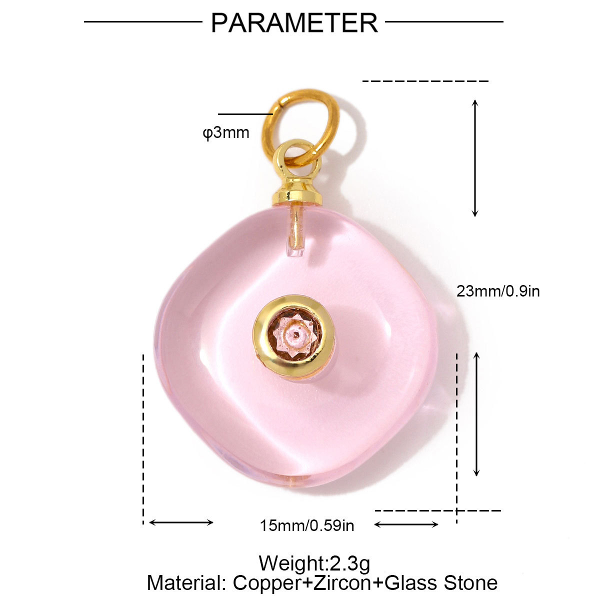 6pcs/Lot Copper Glass Stone Square DIY Charms Zircon Star Flower Shaped Necklace Pendants Woman Special Gift Jewelry Wholesale