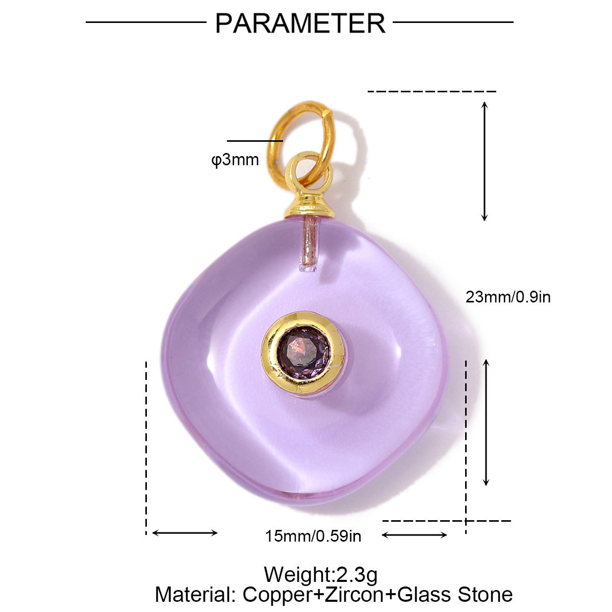 6pcs/Lot Copper Glass Stone Square DIY Charms Zircon Star Flower Shaped Necklace Pendants Woman Special Gift Jewelry Wholesale
