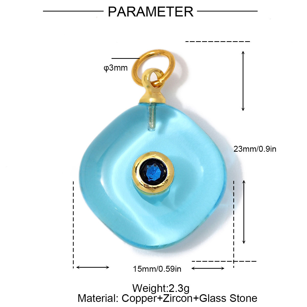 6pcs/Lot Copper Glass Stone Square DIY Charms Zircon Star Flower Shaped Necklace Pendants Woman Special Gift Jewelry Wholesale