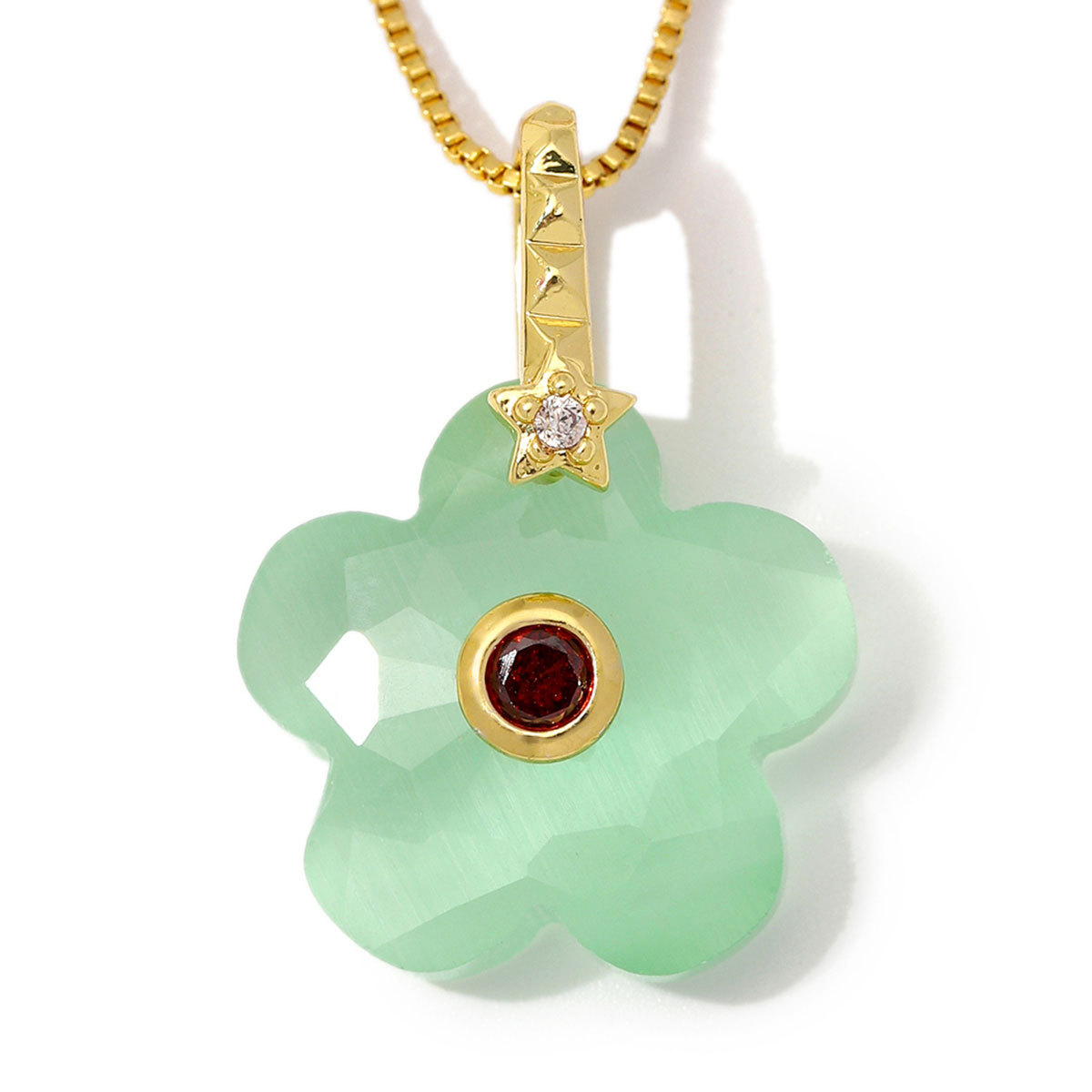 6pcs/Lot Copper Glass Stone Square DIY Charms Zircon Star Flower Shaped Necklace Pendants Woman Special Gift Jewelry Wholesale