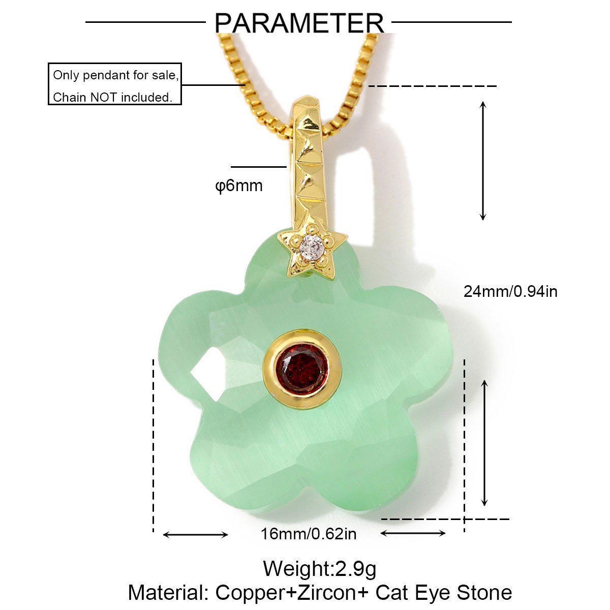 6pcs/Lot Copper Glass Stone Square DIY Charms Zircon Star Flower Shaped Necklace Pendants Woman Special Gift Jewelry Wholesale