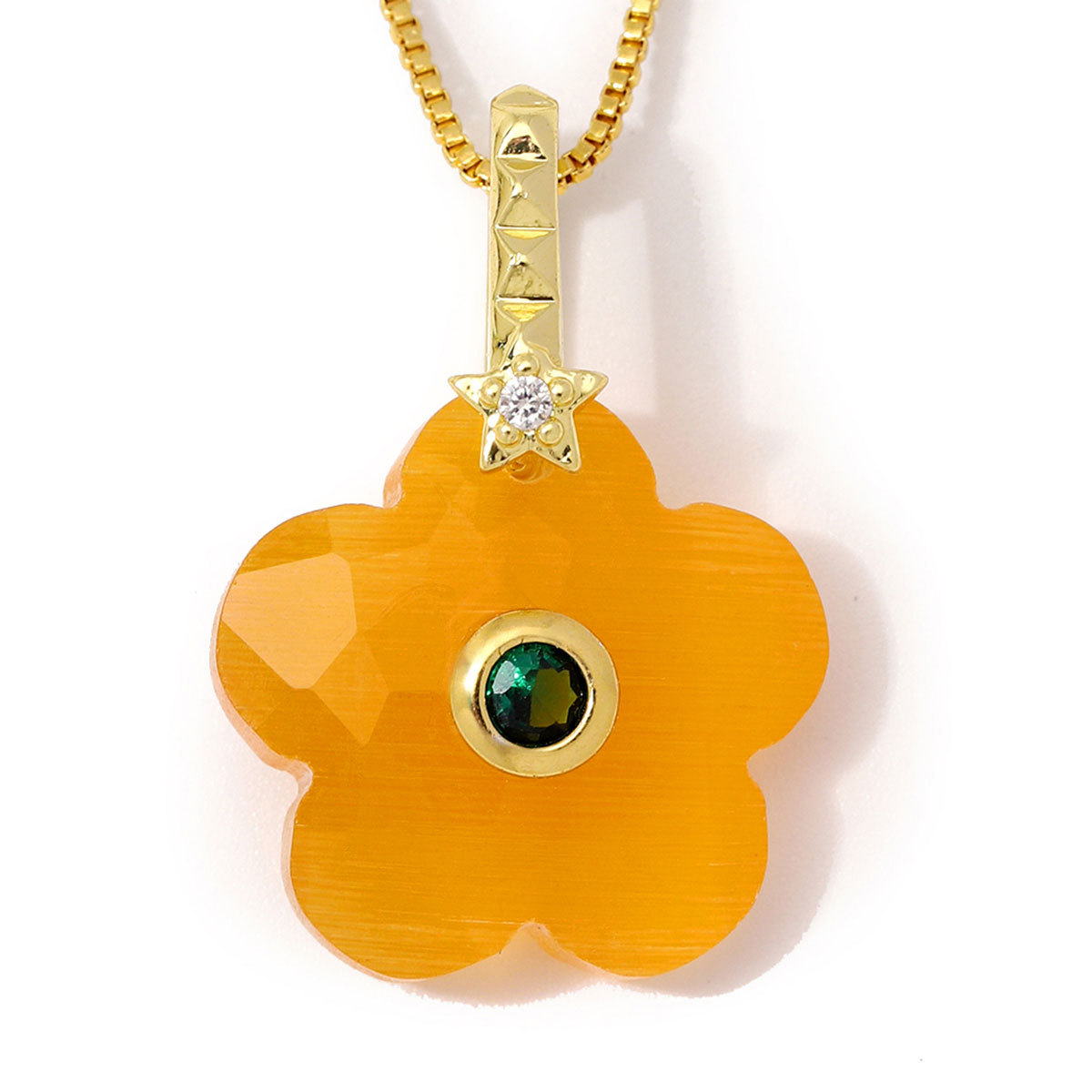 6pcs/Lot Copper Glass Stone Square DIY Charms Zircon Star Flower Shaped Necklace Pendants Woman Special Gift Jewelry Wholesale