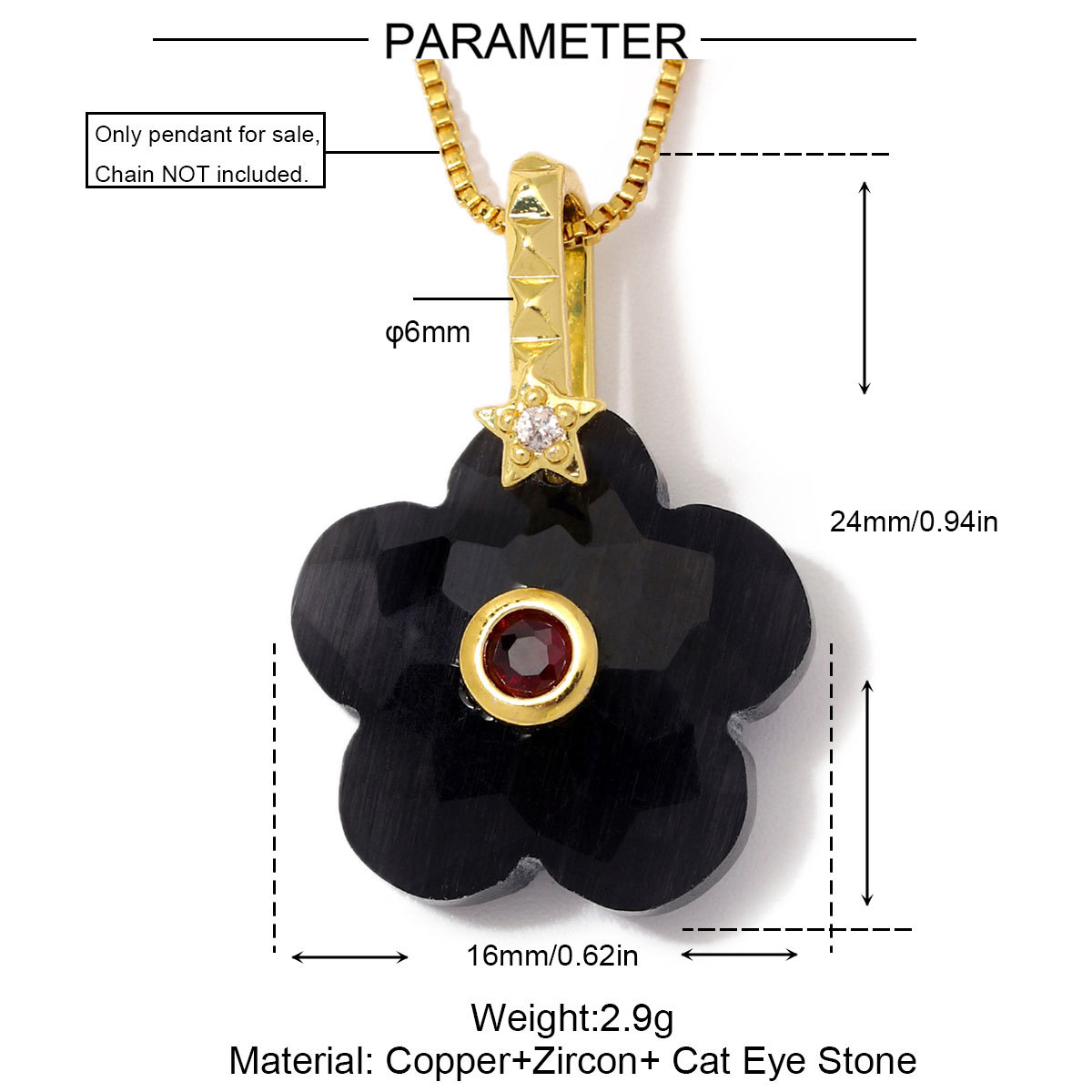 6pcs/Lot Copper Glass Stone Square DIY Charms Zircon Star Flower Shaped Necklace Pendants Woman Special Gift Jewelry Wholesale