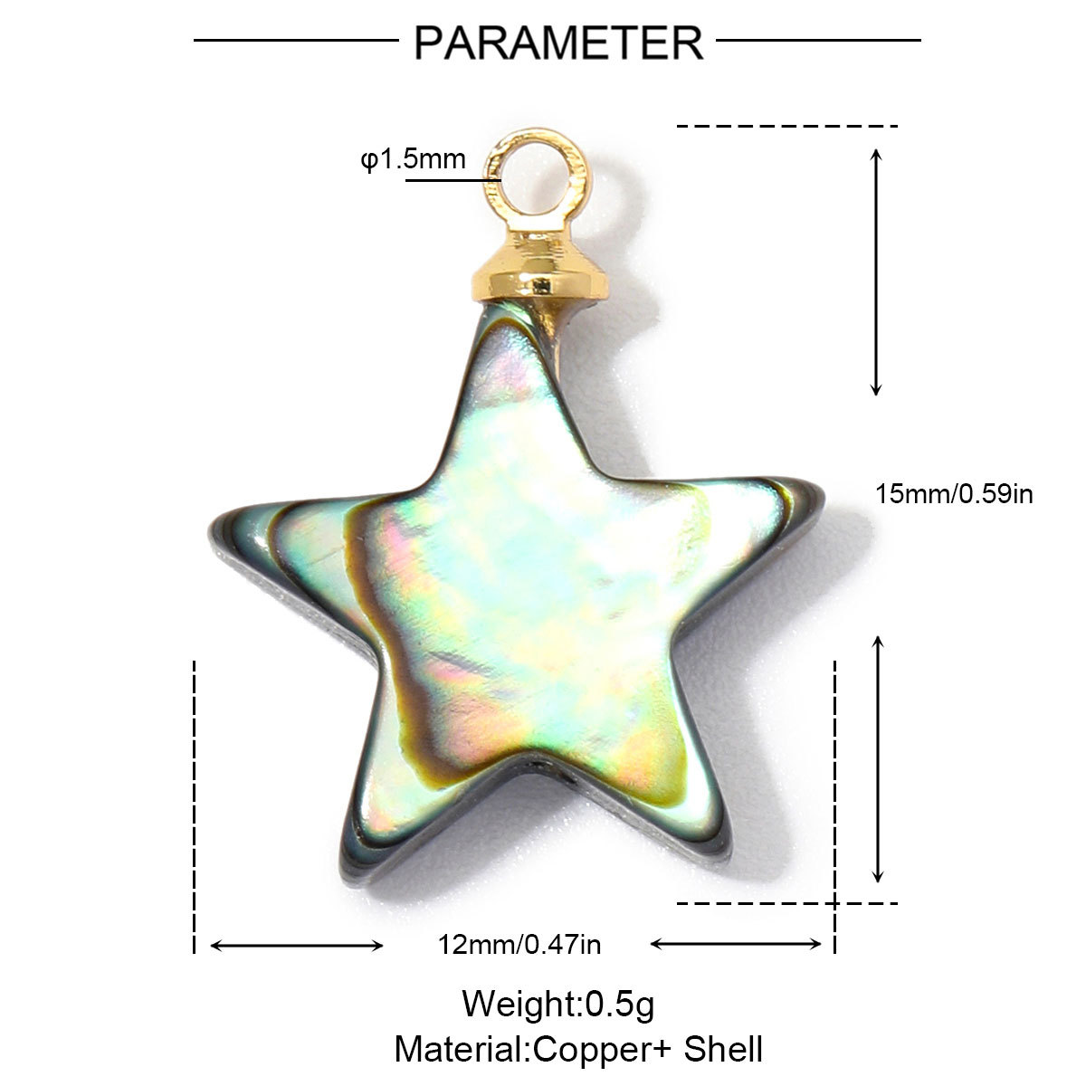 6pcs/Lot Copper Star Moon Circle DIY Earring Charms Lucky Mermaid Tail Fish Necklace Pendants Woman Waterdrop Jewelry Wholesale