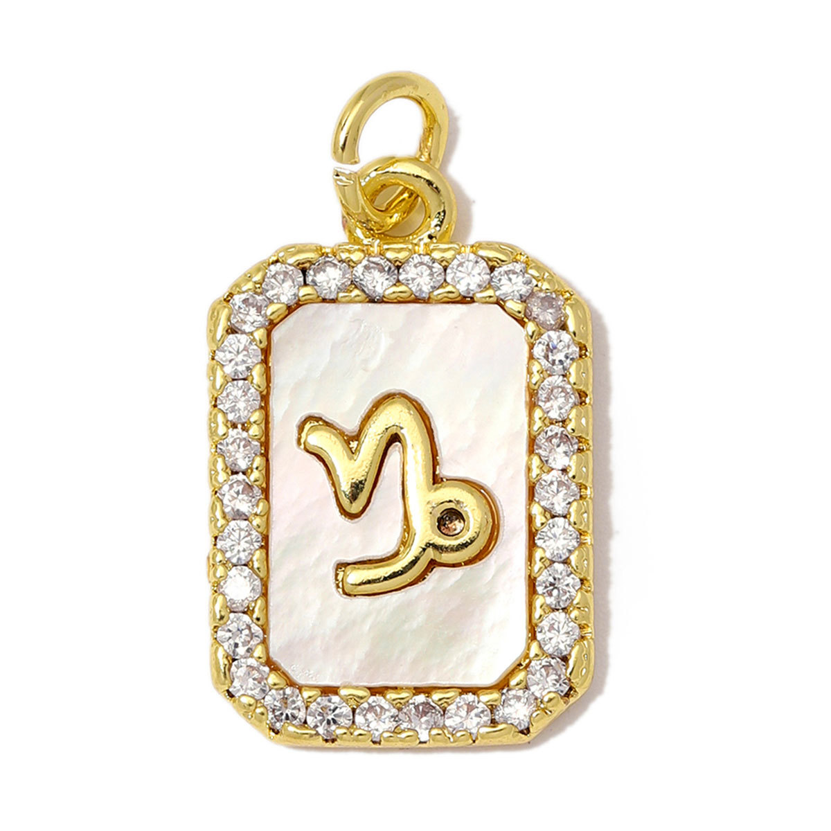 6pcs/Lot Copper Zircon Zodiac Sign DIY Charms Sagittarius Aries Shell Necklace Pendants Woman Aquarius Gemini Jewelry Wholesale