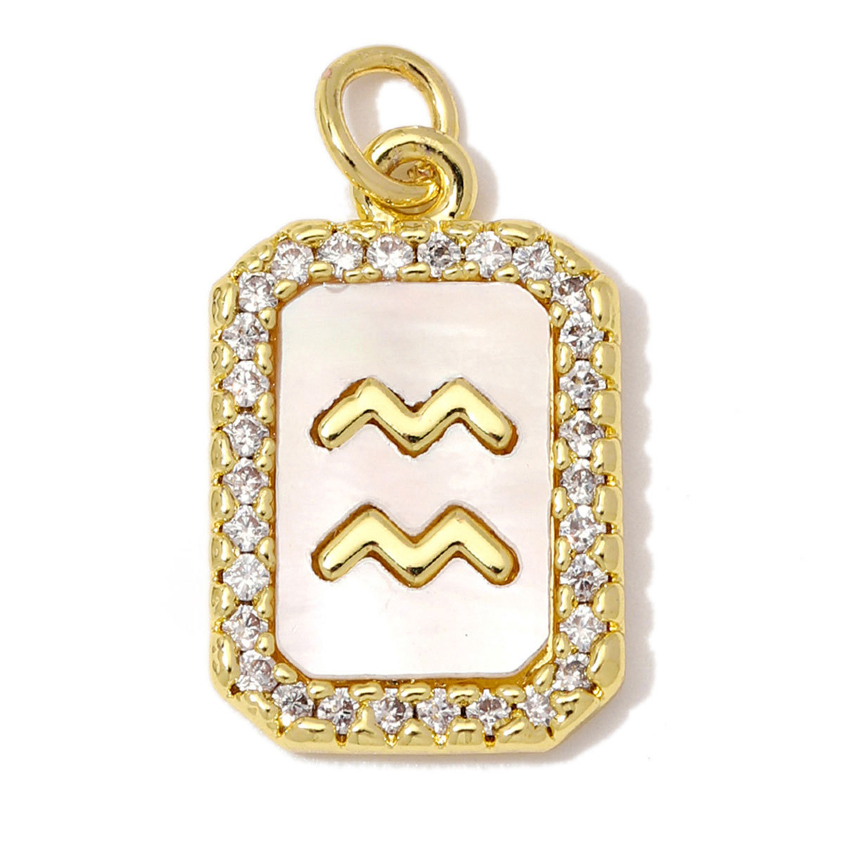 6pcs/Lot Copper Zircon Zodiac Sign DIY Charms Sagittarius Aries Shell Necklace Pendants Woman Aquarius Gemini Jewelry Wholesale