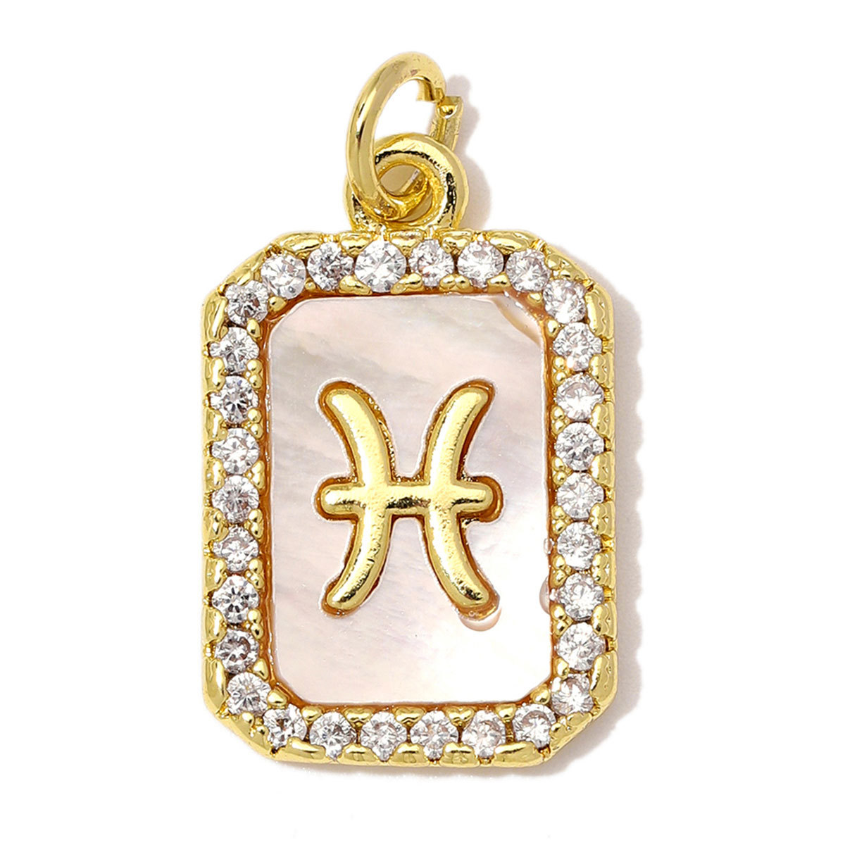 6pcs/Lot Copper Zircon Zodiac Sign DIY Charms Sagittarius Aries Shell Necklace Pendants Woman Aquarius Gemini Jewelry Wholesale