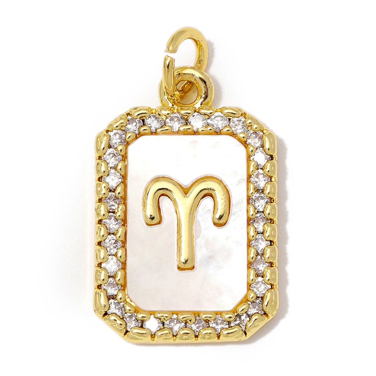 6pcs/Lot Copper Zircon Zodiac Sign DIY Charms Sagittarius Aries Shell Necklace Pendants Woman Aquarius Gemini Jewelry Wholesale