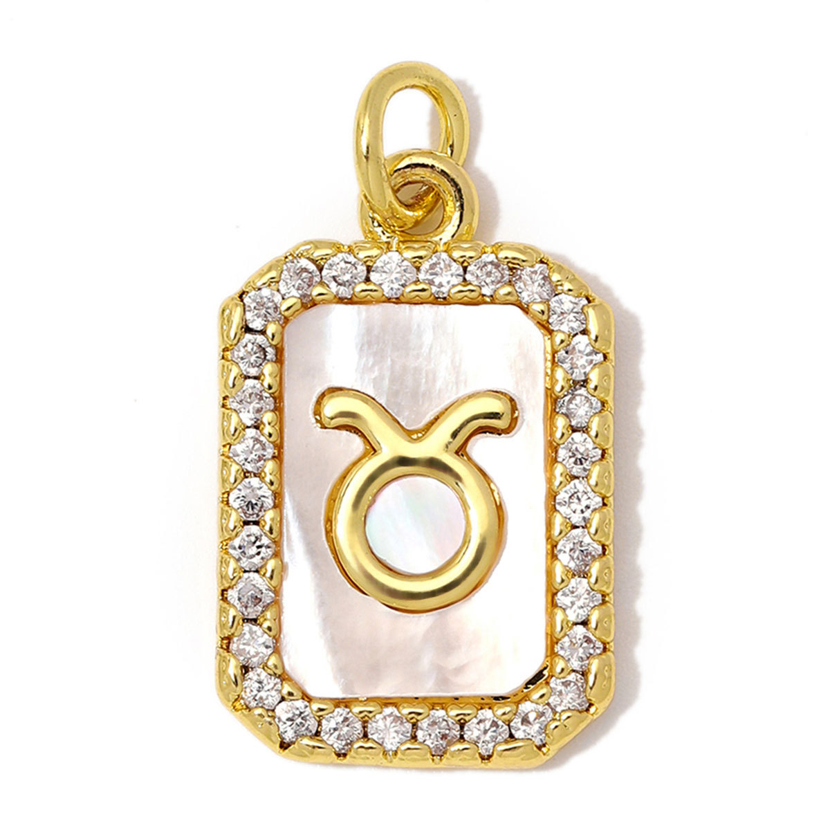 6pcs/Lot Copper Zircon Zodiac Sign DIY Charms Sagittarius Aries Shell Necklace Pendants Woman Aquarius Gemini Jewelry Wholesale