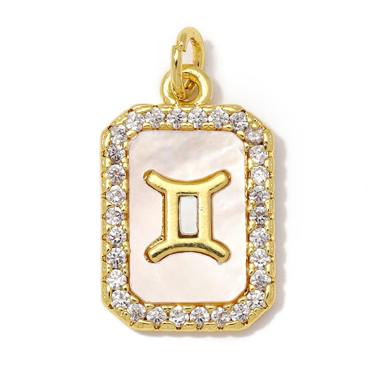 6pcs/Lot Copper Zircon Zodiac Sign DIY Charms Sagittarius Aries Shell Necklace Pendants Woman Aquarius Gemini Jewelry Wholesale