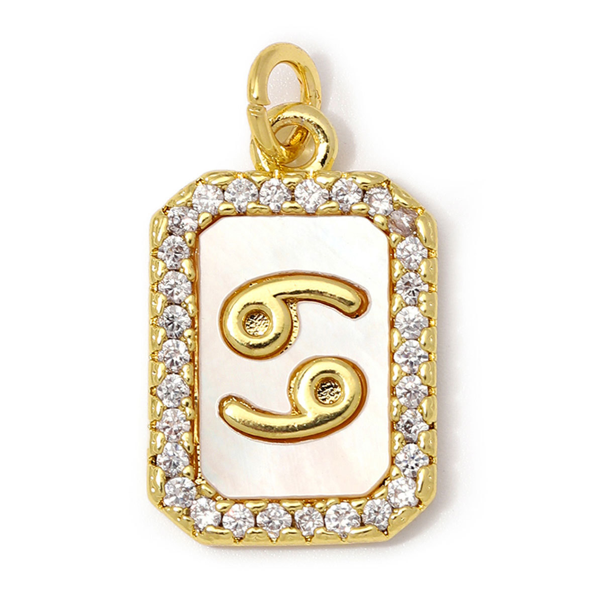 6pcs/Lot Copper Zircon Zodiac Sign DIY Charms Sagittarius Aries Shell Necklace Pendants Woman Aquarius Gemini Jewelry Wholesale