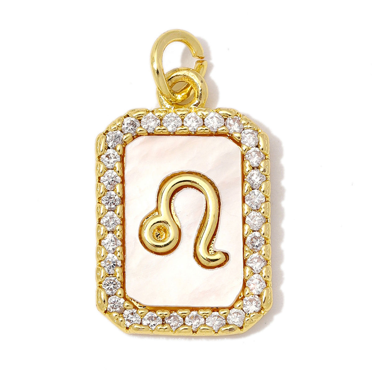 6pcs/Lot Copper Zircon Zodiac Sign DIY Charms Sagittarius Aries Shell Necklace Pendants Woman Aquarius Gemini Jewelry Wholesale