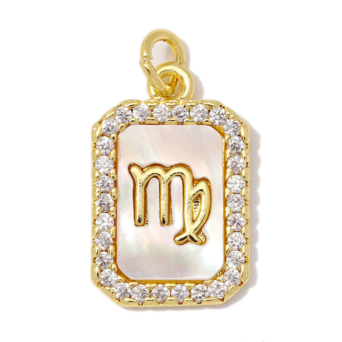 6pcs/Lot Copper Zircon Zodiac Sign DIY Charms Sagittarius Aries Shell Necklace Pendants Woman Aquarius Gemini Jewelry Wholesale