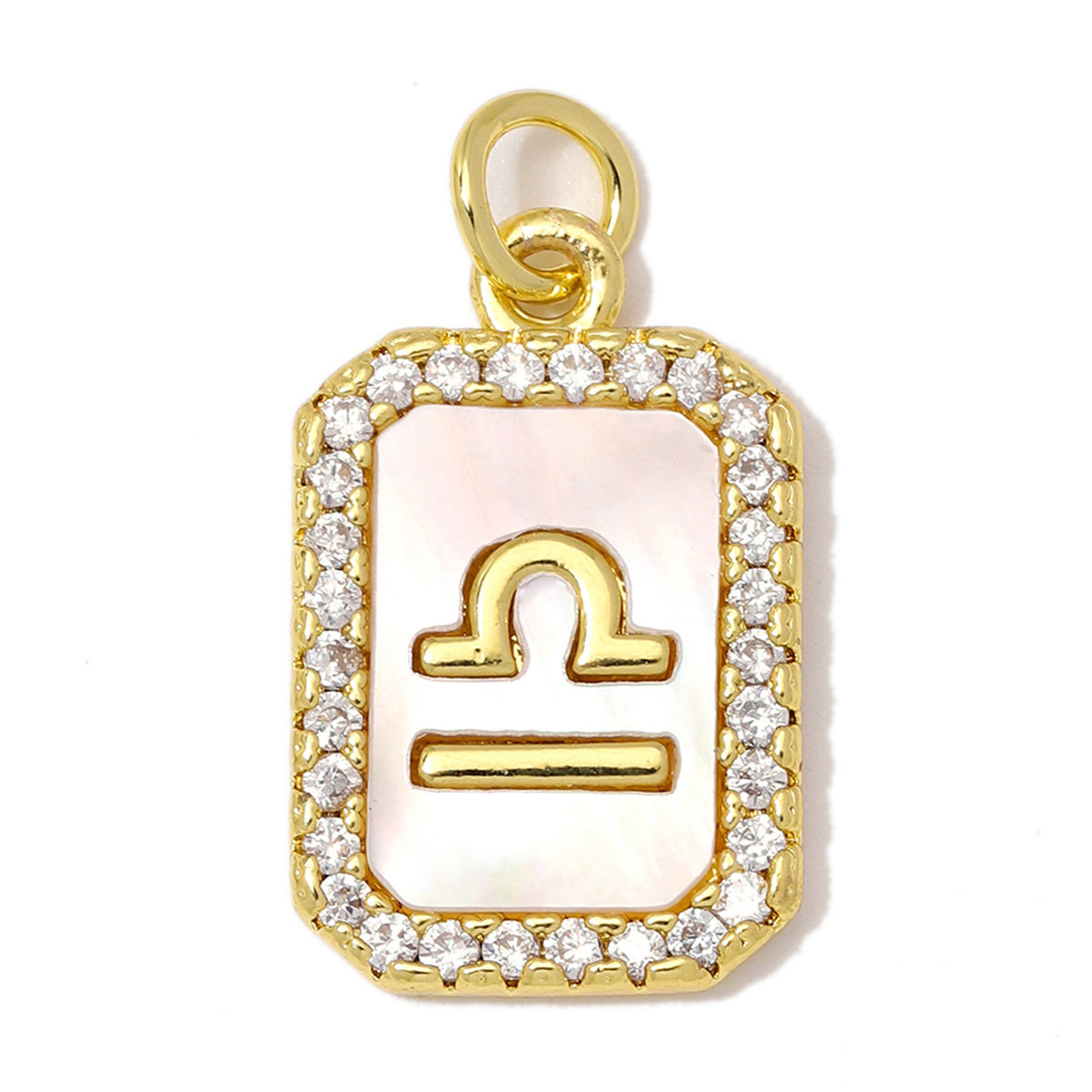 6pcs/Lot Copper Zircon Zodiac Sign DIY Charms Sagittarius Aries Shell Necklace Pendants Woman Aquarius Gemini Jewelry Wholesale