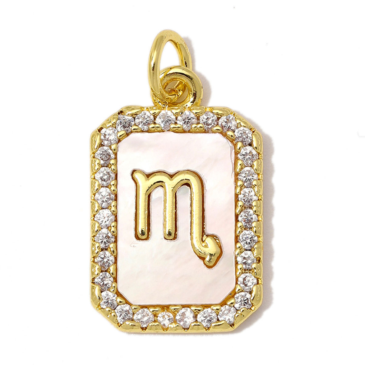 6pcs/Lot Copper Zircon Zodiac Sign DIY Charms Sagittarius Aries Shell Necklace Pendants Woman Aquarius Gemini Jewelry Wholesale