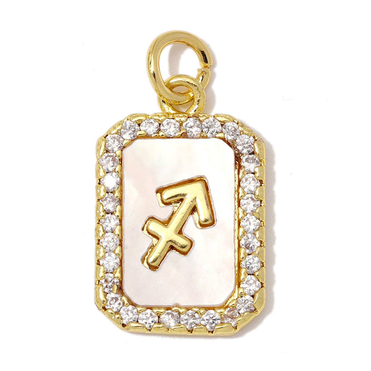 6pcs/Lot Copper Zircon Zodiac Sign DIY Charms Sagittarius Aries Shell Necklace Pendants Woman Aquarius Gemini Jewelry Wholesale