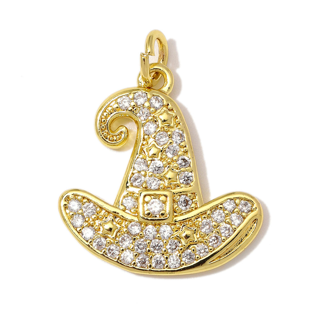 6pcs/Lot Wholesale Copper Zircon Ghost Witch Hat DIY Bracelet Charm Cross Virgin Mary Necklace Pendant Woman Halloween Gift Jewelry