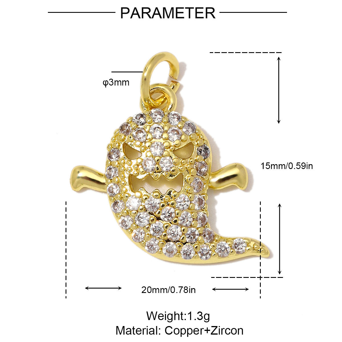 6pcs/Lot Wholesale Copper Zircon Ghost Witch Hat DIY Bracelet Charm Cross Virgin Mary Necklace Pendant Woman Halloween Gift Jewelry