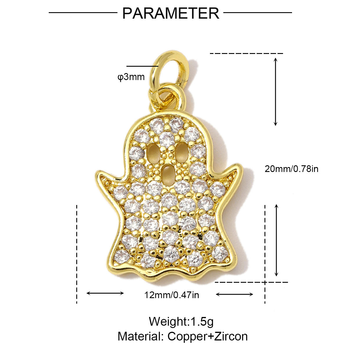 6pcs/Lot Wholesale Copper Zircon Ghost Witch Hat DIY Bracelet Charm Cross Virgin Mary Necklace Pendant Woman Halloween Gift Jewelry