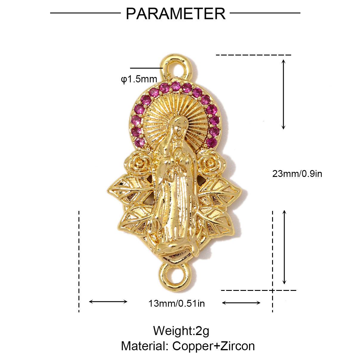 6pcs/Lot Wholesale Copper Zircon Ghost Witch Hat DIY Bracelet Charm Cross Virgin Mary Necklace Pendant Woman Halloween Gift Jewelry