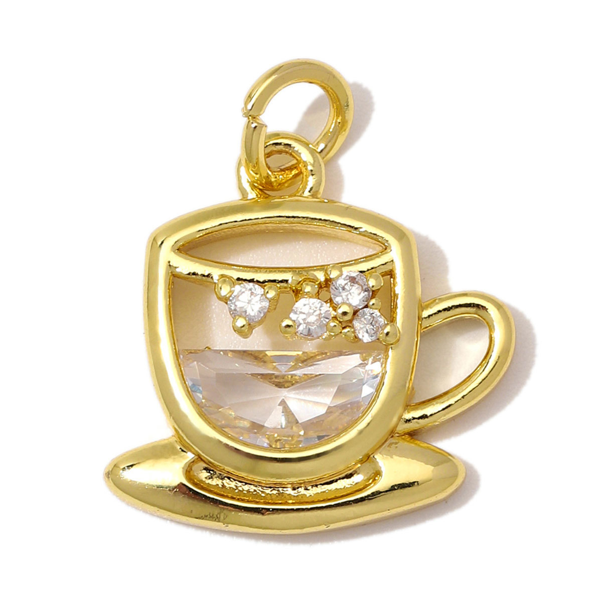 6pcs/Lot Copper Zircon Coffee Cup Butterfly DIY Bracelet Charms Sail Boat Heart Necklace Pendant Woman Rocket Jewelry Wholesale