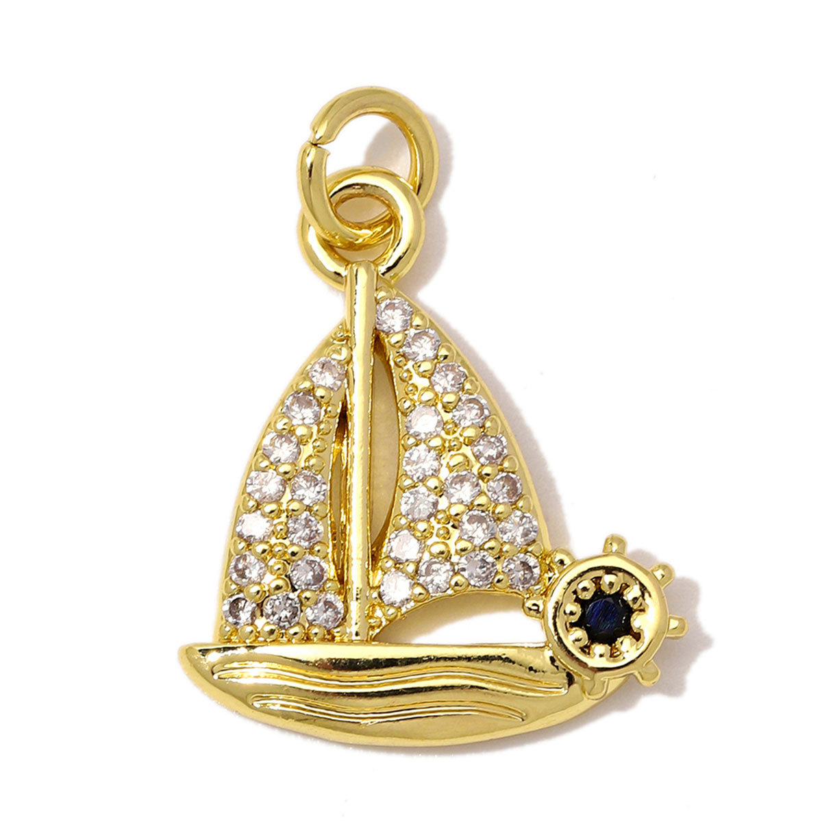6pcs/Lot Copper Zircon Coffee Cup Butterfly DIY Bracelet Charms Sail Boat Heart Necklace Pendant Woman Rocket Jewelry Wholesale