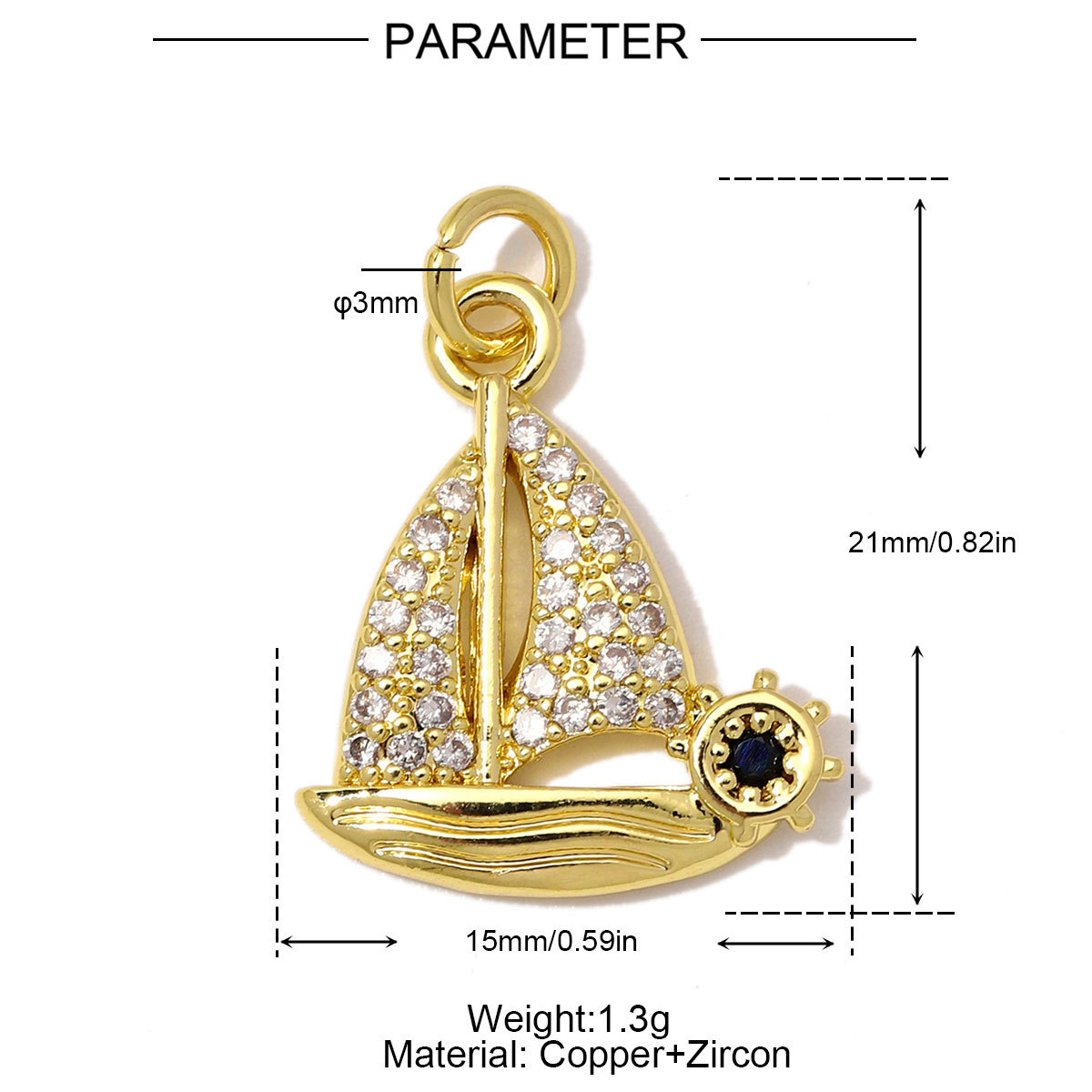 6pcs/Lot Copper Zircon Coffee Cup Butterfly DIY Bracelet Charms Sail Boat Heart Necklace Pendant Woman Rocket Jewelry Wholesale