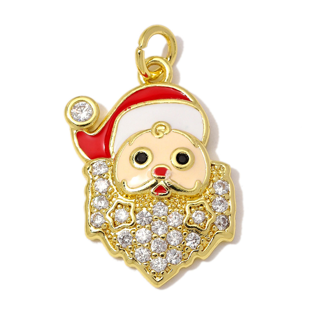 6pcs/Lot Wholesale Copper Zircon Santa Claus Bell DIY Bracelet Charms Snow House Necklace Pendant Woman Christmas Hat Gift Jewelry
