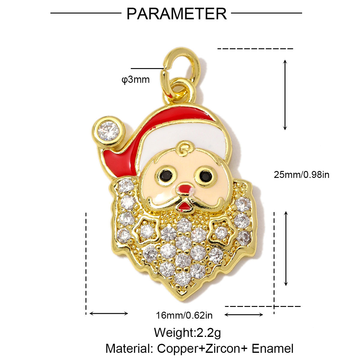 6pcs/Lot Wholesale Copper Zircon Santa Claus Bell DIY Bracelet Charms Snow House Necklace Pendant Woman Christmas Hat Gift Jewelry