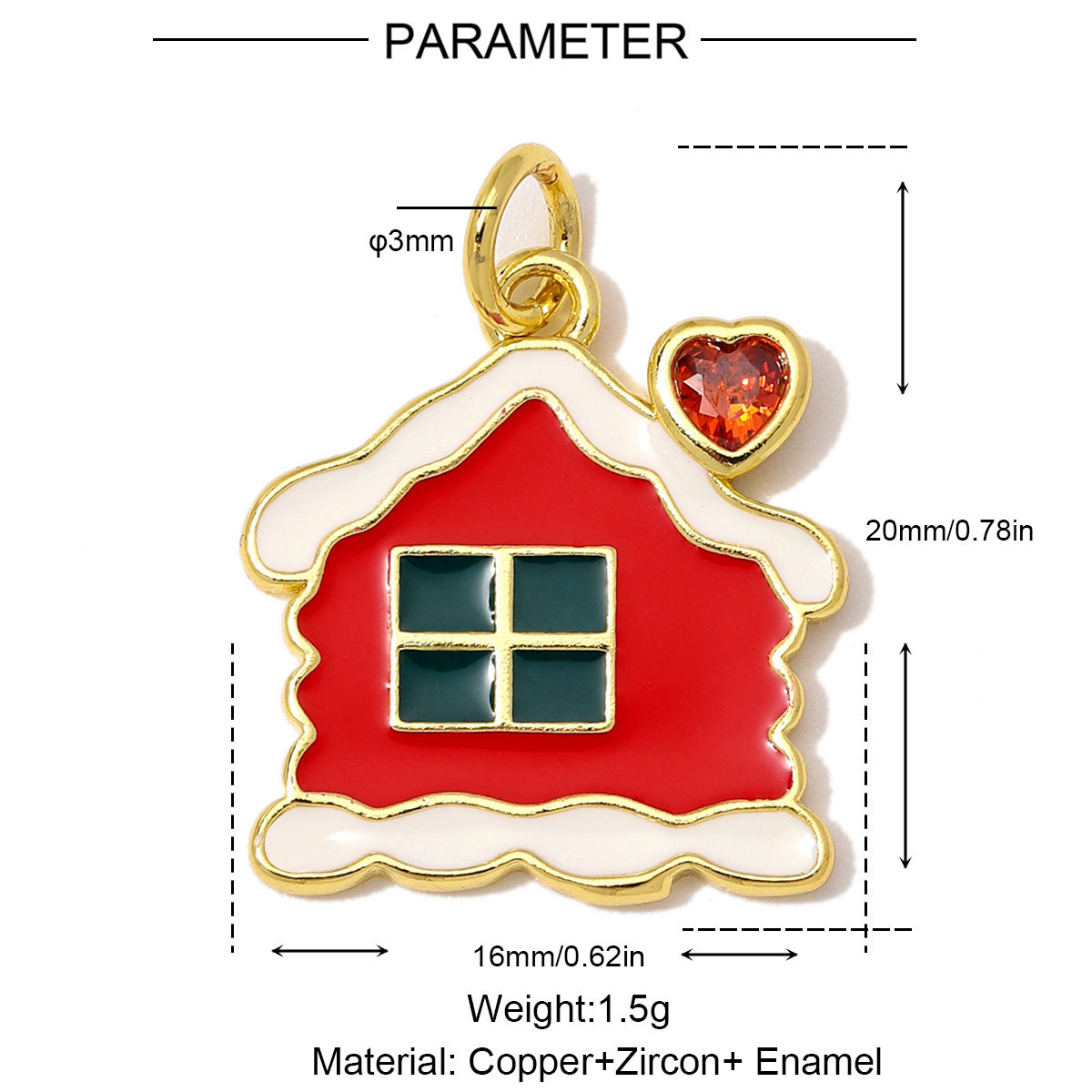 6pcs/Lot Wholesale Copper Zircon Santa Claus Bell DIY Bracelet Charms Snow House Necklace Pendant Woman Christmas Hat Gift Jewelry