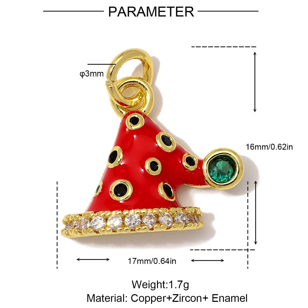 6pcs/Lot Wholesale Copper Zircon Santa Claus Bell DIY Bracelet Charms Snow House Necklace Pendant Woman Christmas Hat Gift Jewelry
