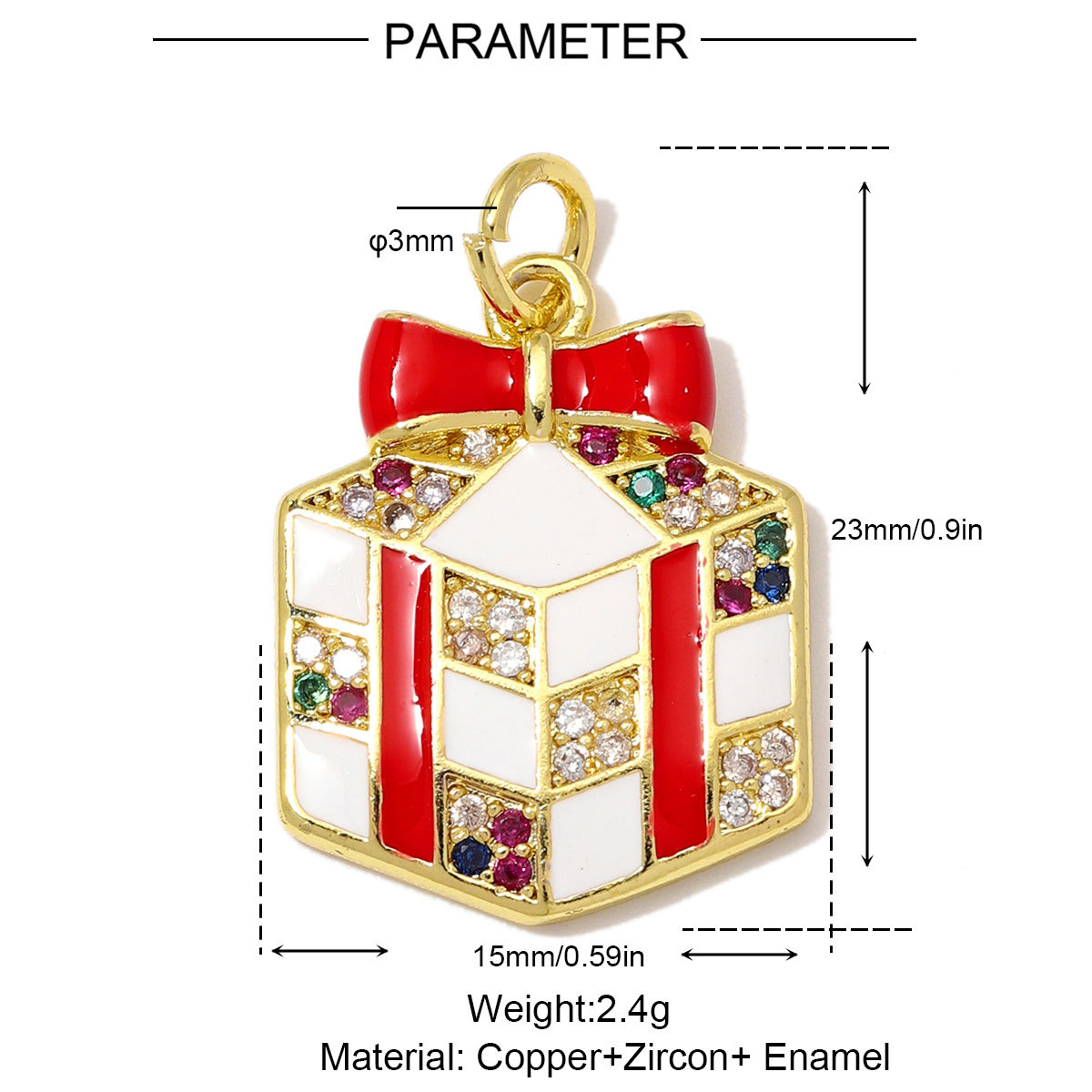 6pcs/Lot Wholesale Copper Zircon Santa Claus Bell DIY Bracelet Charms Snow House Necklace Pendant Woman Christmas Hat Gift Jewelry
