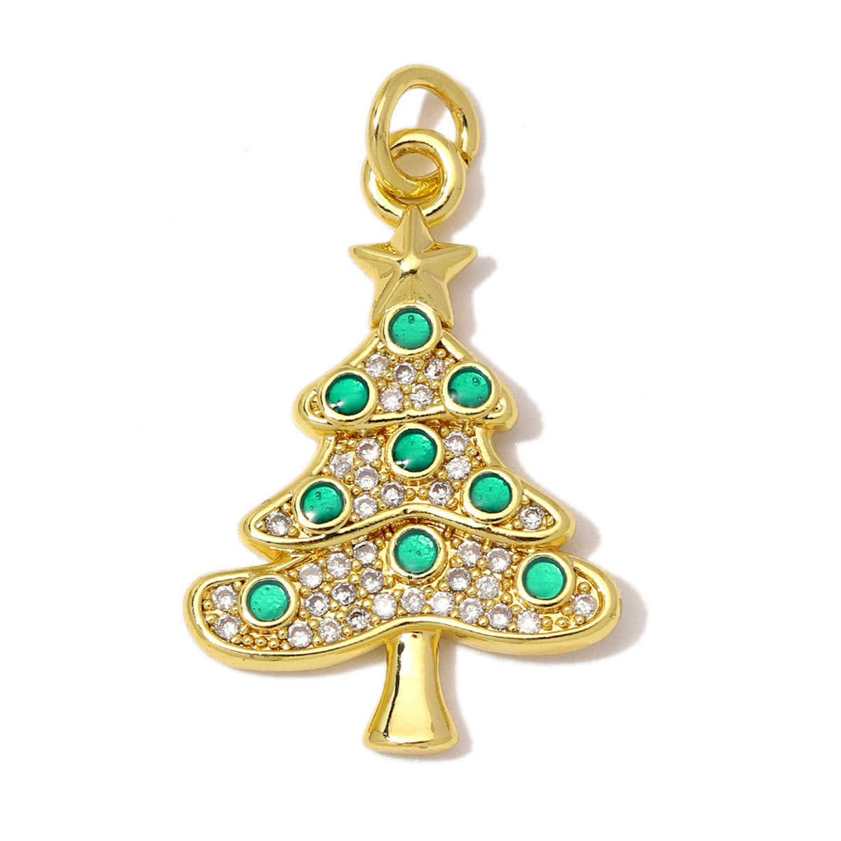 6pcs/Lot Wholesale Copper Zircon Santa Claus Bell DIY Bracelet Charms Snow House Necklace Pendant Woman Christmas Hat Gift Jewelry