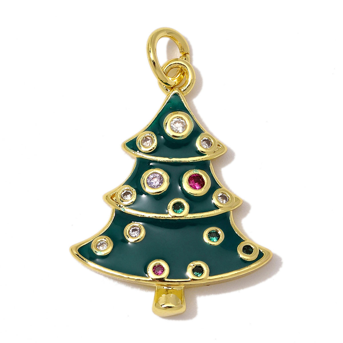 6pcs/Lot Wholesale Copper Zircon Santa Claus Bell DIY Bracelet Charms Snow House Necklace Pendant Woman Christmas Hat Gift Jewelry