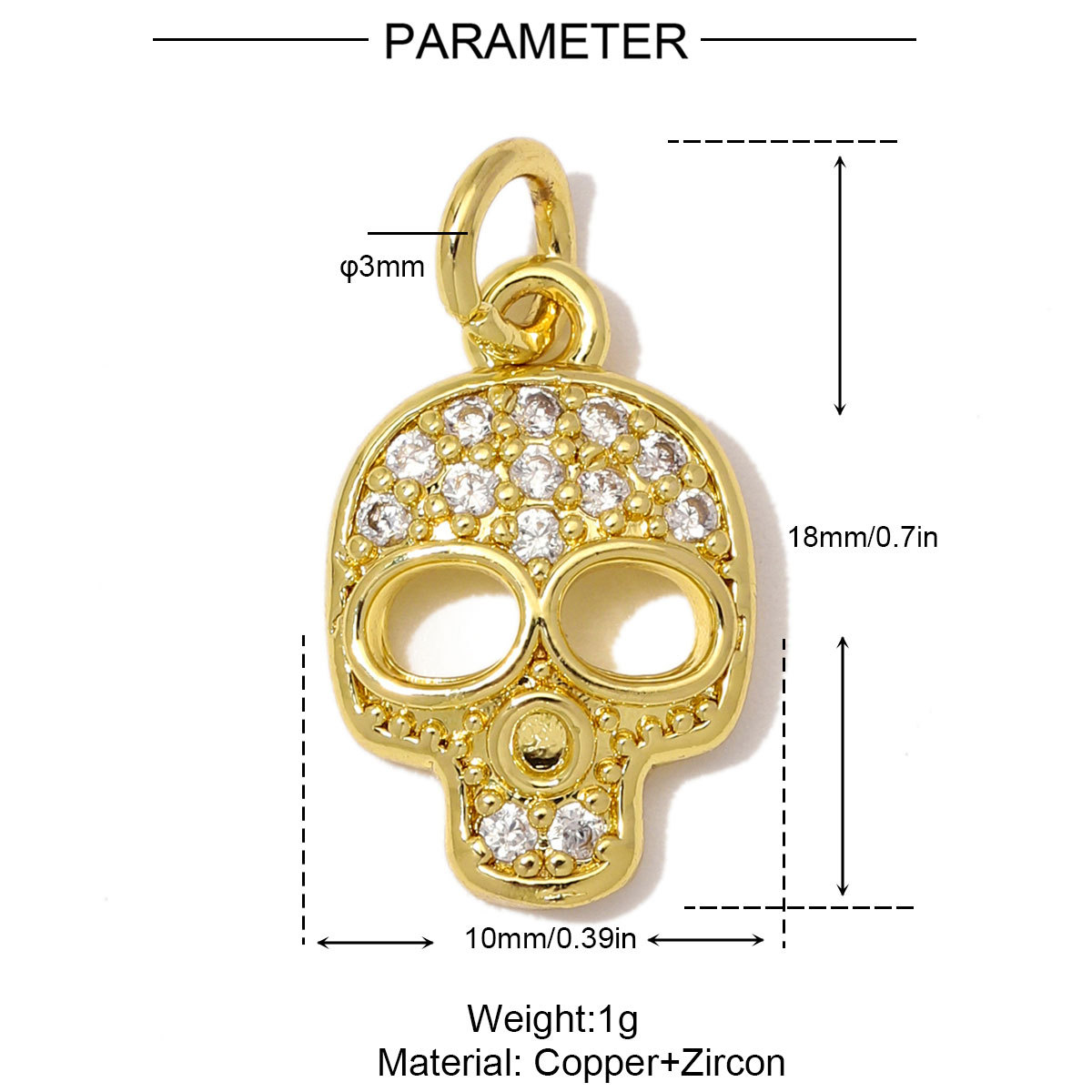 6pcs/Lot Copper Zircon Skull Fish DIY Bracelet Charms Crown Star Plane Necklace Pendant Woman Flower Horse Jewelry Wholesale