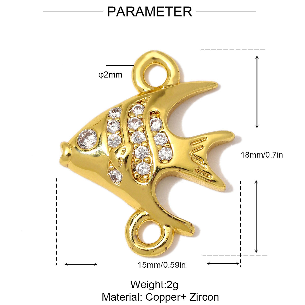 6pcs/Lot Copper Zircon Skull Fish DIY Bracelet Charms Crown Star Plane Necklace Pendant Woman Flower Horse Jewelry Wholesale