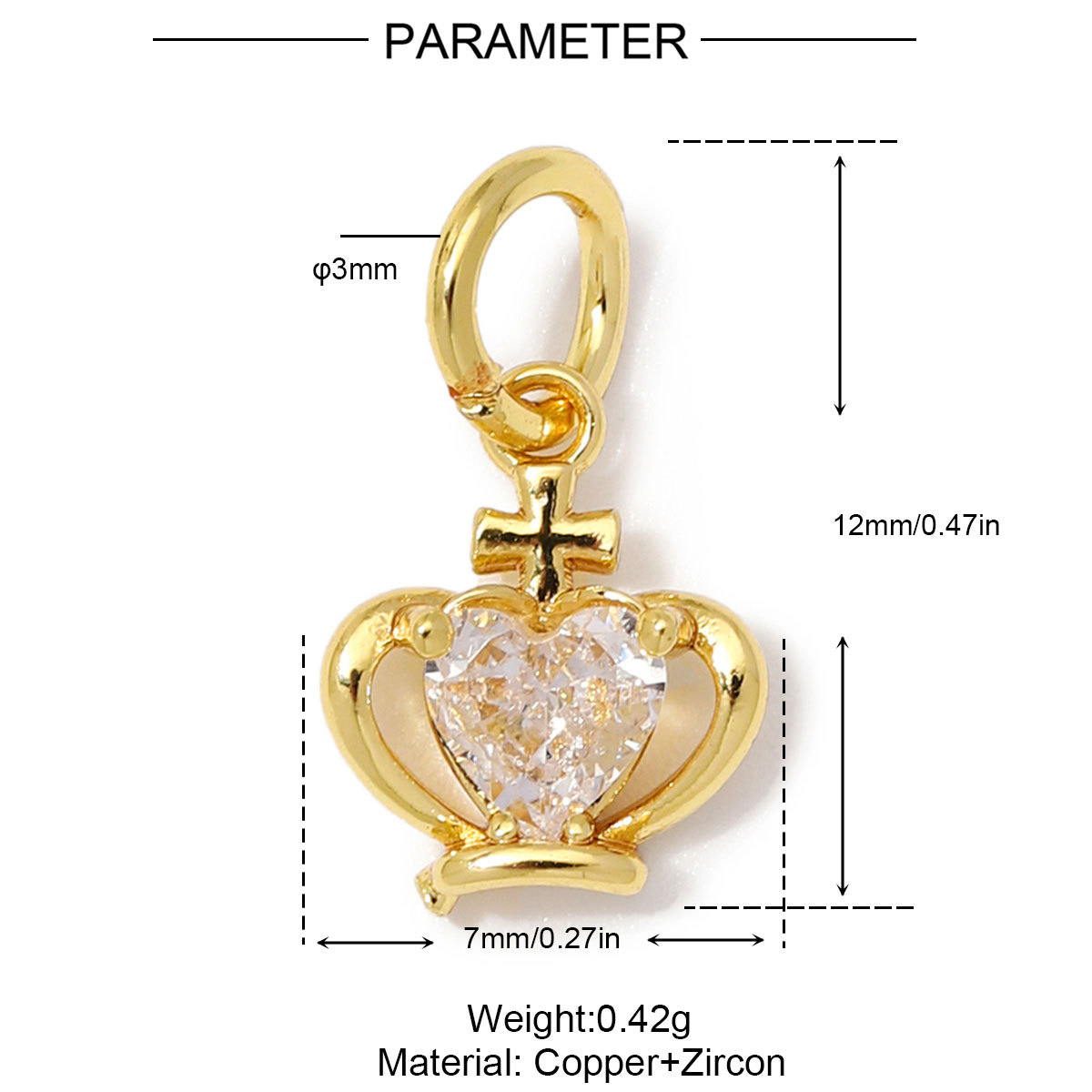 6pcs/Lot Copper Zircon Skull Fish DIY Bracelet Charms Crown Star Plane Necklace Pendant Woman Flower Horse Jewelry Wholesale