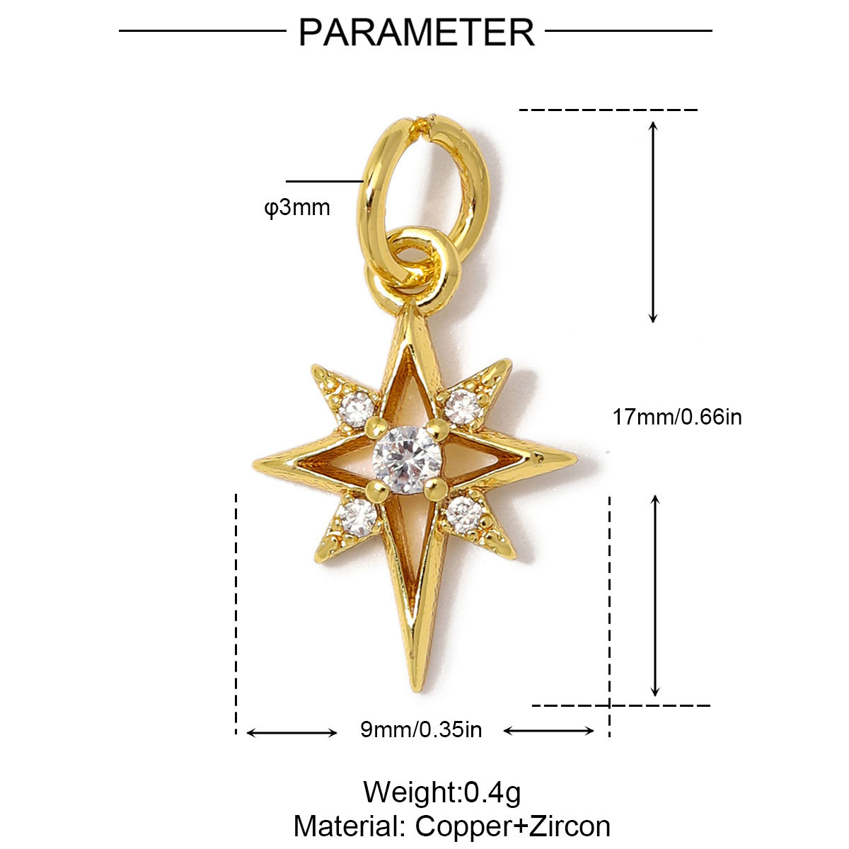 6pcs/Lot Copper Zircon Skull Fish DIY Bracelet Charms Crown Star Plane Necklace Pendant Woman Flower Horse Jewelry Wholesale