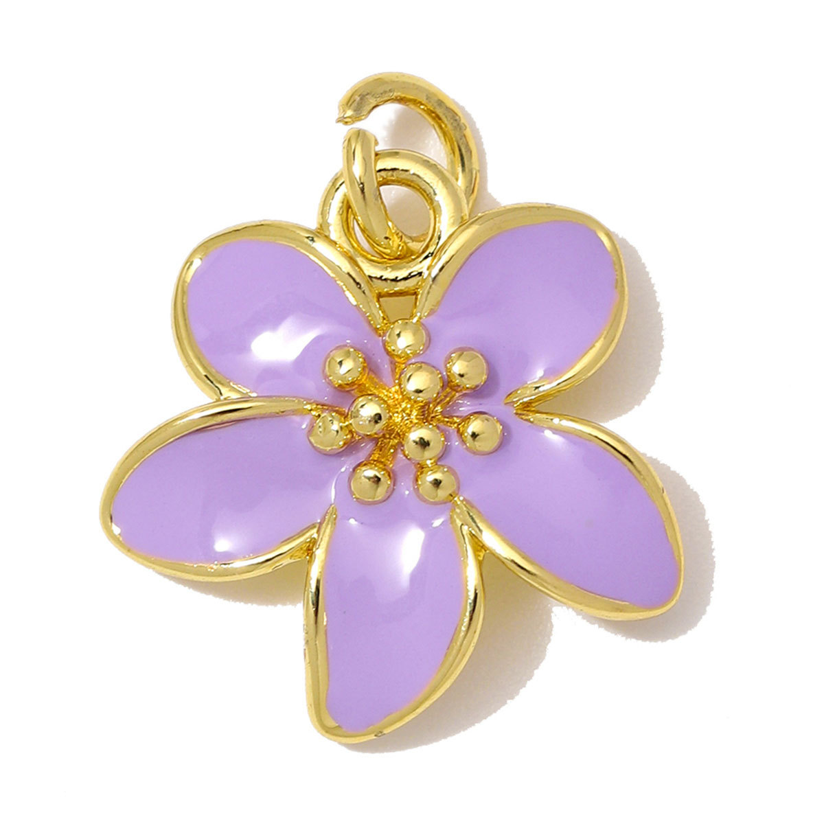 6pcs/Lot Fashion Copper Zircon Daisy DIY Bracelet Charms Enamel Lucky Flower Necklace Pendants Woman Rose Jewelry Wholesale