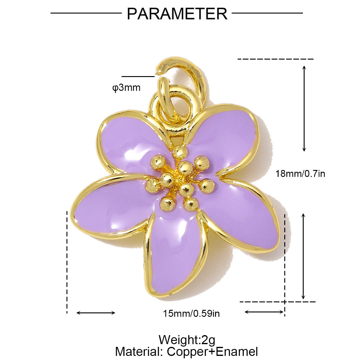 6pcs/Lot Fashion Copper Zircon Daisy DIY Bracelet Charms Enamel Lucky Flower Necklace Pendants Woman Rose Jewelry Wholesale