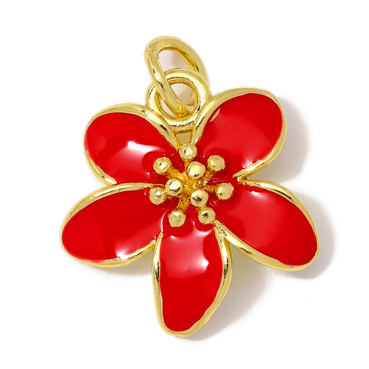 6pcs/Lot Fashion Copper Zircon Daisy DIY Bracelet Charms Enamel Lucky Flower Necklace Pendants Woman Rose Jewelry Wholesale