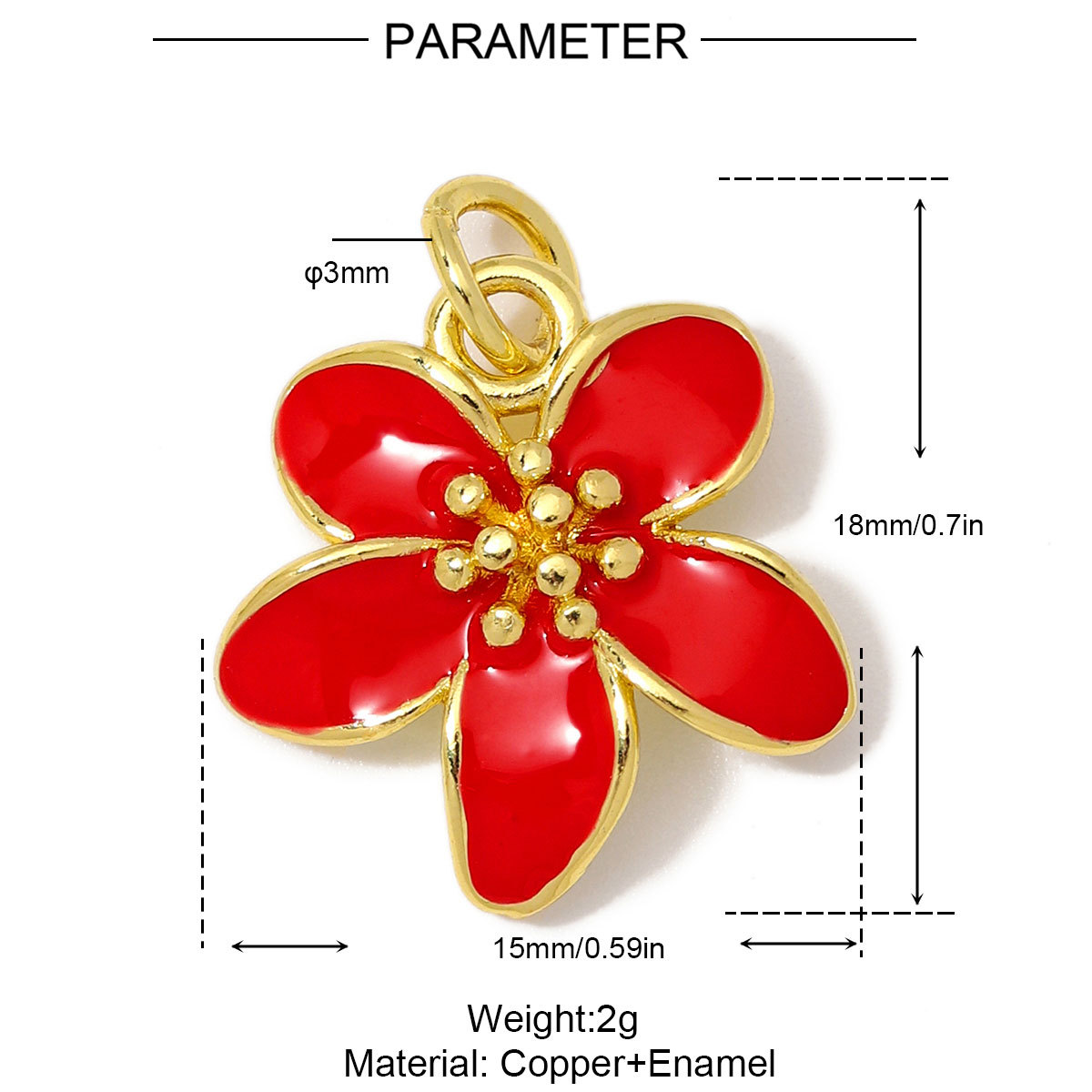 6pcs/Lot Fashion Copper Zircon Daisy DIY Bracelet Charms Enamel Lucky Flower Necklace Pendants Woman Rose Jewelry Wholesale