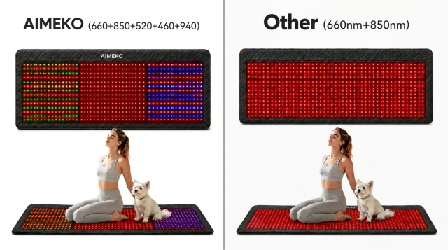AIMEKO Red Light Therapy Blanket Full Body Photobiomodulation Device with Customized Multi-Wavelength Zones 520nm 460nm 660nm 850nm 940nm LED Light Therapy Mat for Skin Rejuvenation Muscle Recovery Wellness